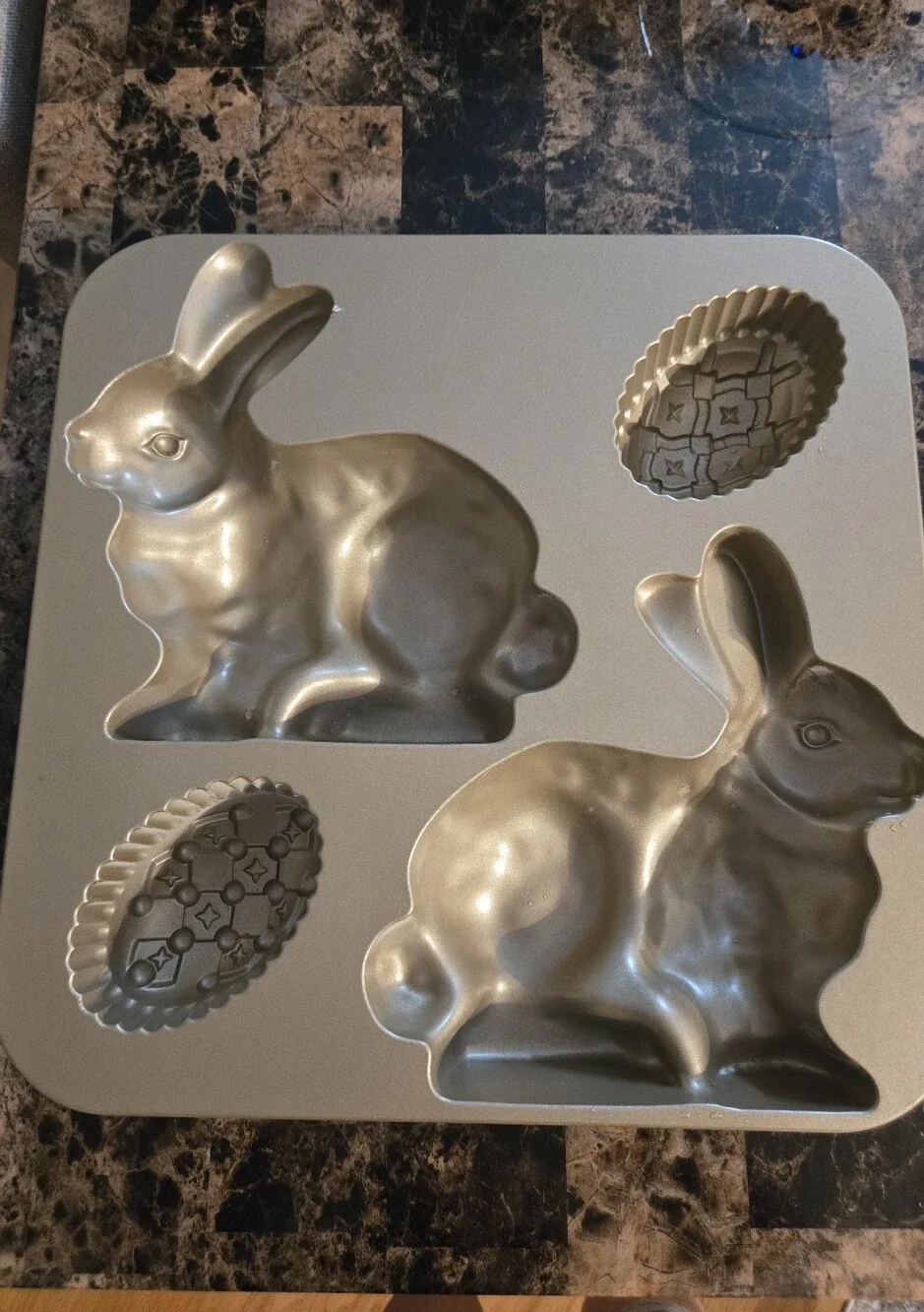 Nordic Ware Silver Bunny and Egg Cake Pan Set